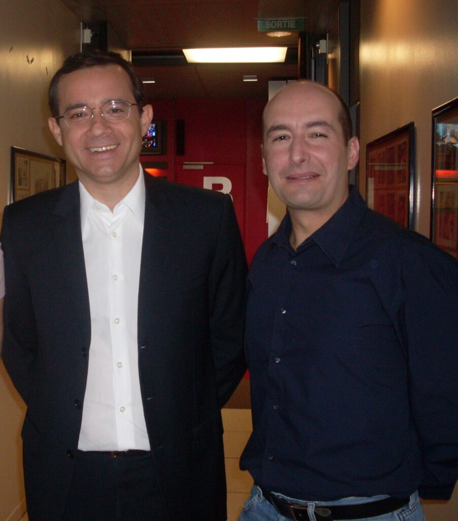 Stéphane Vacher à Droite, avec Jean-Luc Delarue présentateur TV sur Antenne 2